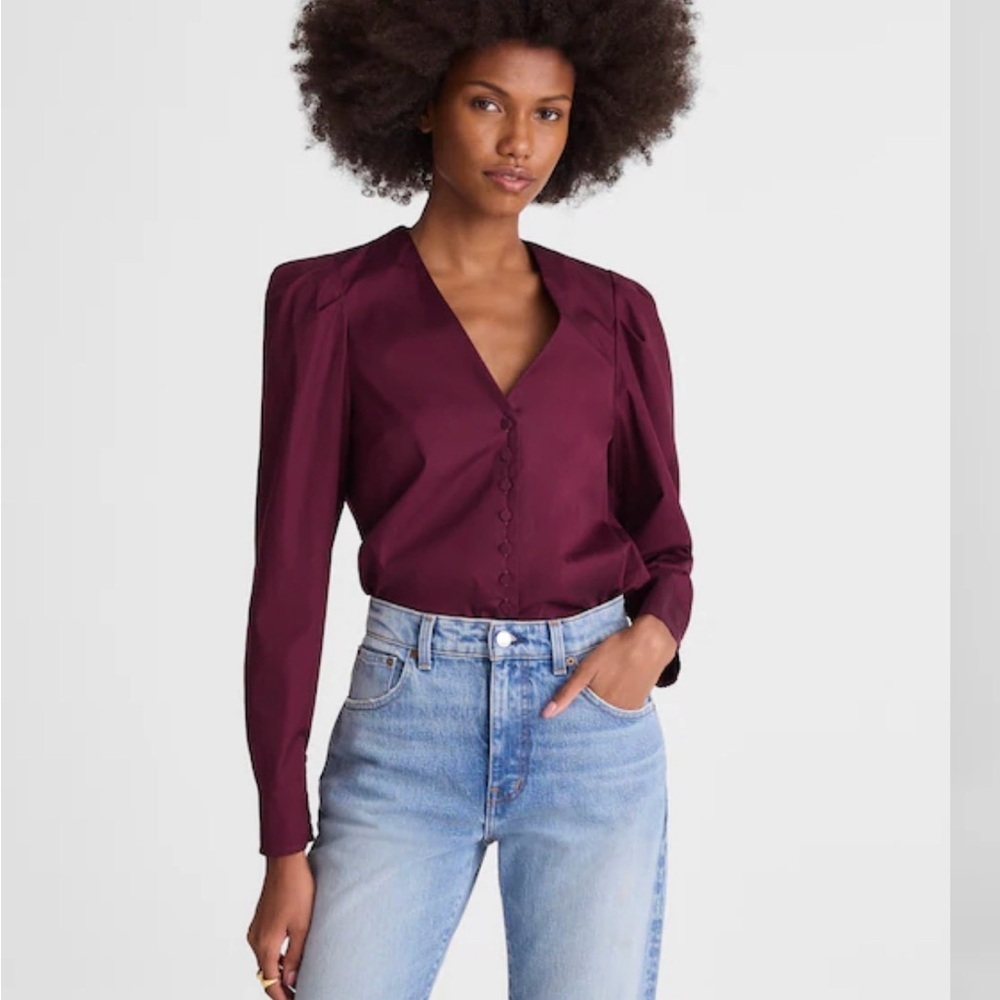 V-Neck Button-Front Top